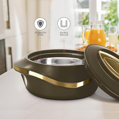 Casserole set Inner Stainless Steel Casserole Keeps hot & Fresh Chapati, Roti, Biryani Kitchen Item Stainless Steel Casserole Set of 3 (500ml, 1000ml, 1500ml), Dark Brown by Generic - Image 3