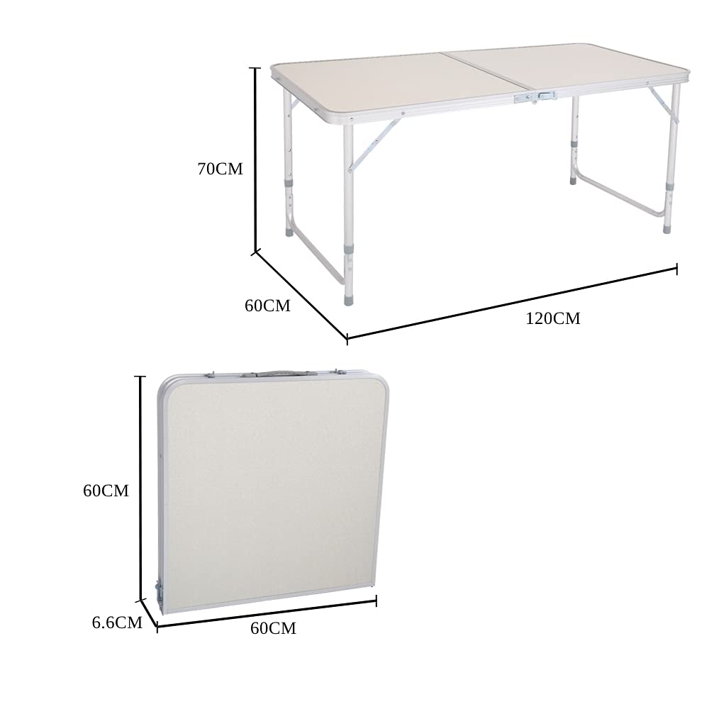 Alightup Table Camping Pliante Aluminium Table D'appoint pour Caravane Jardin BBQ Barbecue en Portable Exterieure 120 x 60 x 70 CM