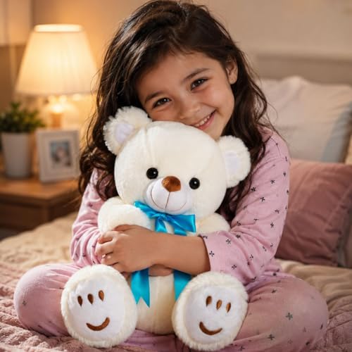 Image of White Teddy 30cm | Ultra Soft Plush Stuffed Toy | Cute Hugging Pillow | Gift for Kids Boys Girls