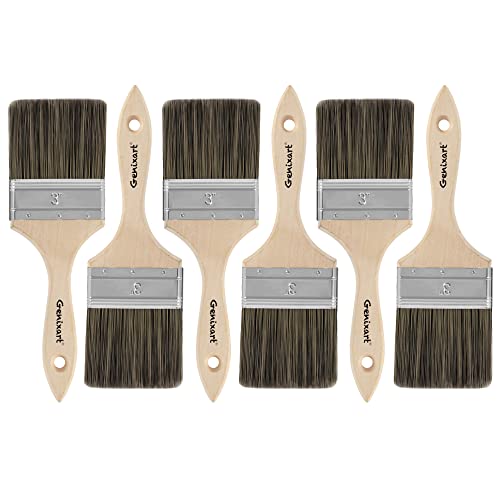 Double Thick Chip Paint Brush, 6 Pack, 3 Inches Stain Brushes For Painting Walls And Fence Staining, Wooden Handle Masonry Paintbrush For Varnish, Paste And Gesso #TOP22
