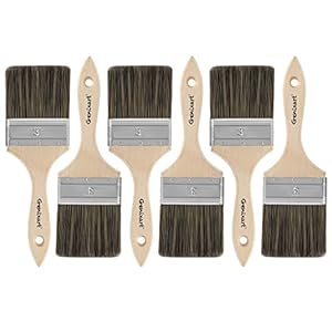 Double Thick Chip Paint Brush, 6 Pack, 3 inch / 75mm Stain Brushes for Painting Walls and Fence Staining, Wooden Handle Masonry Paintbrush for Varnish, Paste, Gesso and Limewash