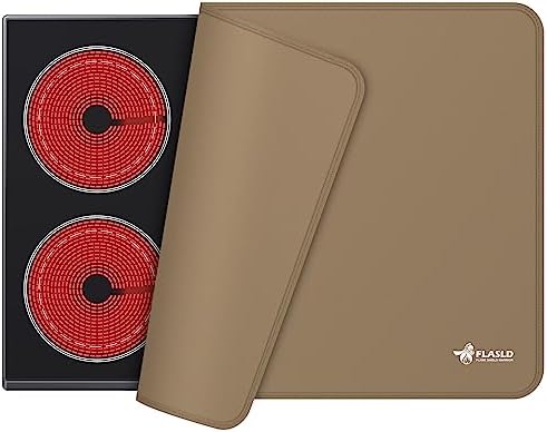 FLASLD Top Covers, Heat Resistant Electric Stove Cover Protector Silicone Large Waterproof Flat Oven Mat for Induction Cooker, Glass Top Protector for Preventing Scratches, Brown-2129.5 inch