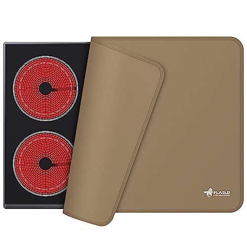 FLASLD Stove Top Covers, Heat Resistant Electric Stove Cover Protector Silicone Large Waterproof Flat Oven Mat for Induction Cooker, Glass Top Protector for Preventing Scratches, Brown-21×29.5 inch