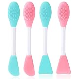 4 Pcs Facial Cleansing Brush, 2 in 1 Double-Sided Facial Scrubber Brush Tool, Face Masks Skincare Brushes for Pore Cleansing, Remove Blackheads, Makeup Skincare Removal