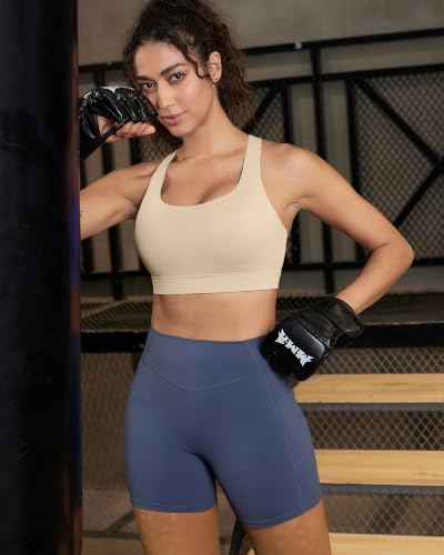 Image of RUNNING GIRL Sports Bra for Women,Molded Cup Strappy Running High Impact Sports Bra with Sewn in Pads