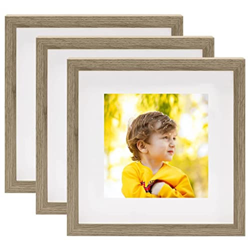 Butifooy Cadres Photo 3D 3 pcs Bois foncé 23x23 cm pour Photos 13x13 cm Cover