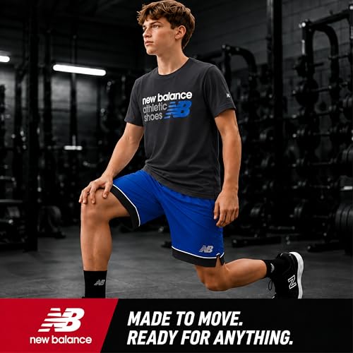 Image of New Balance Boys Short Sets - 2 Piece Active Performance Athletic Shirt and Kids Basketball Gym Shorts for Boys (8-12)