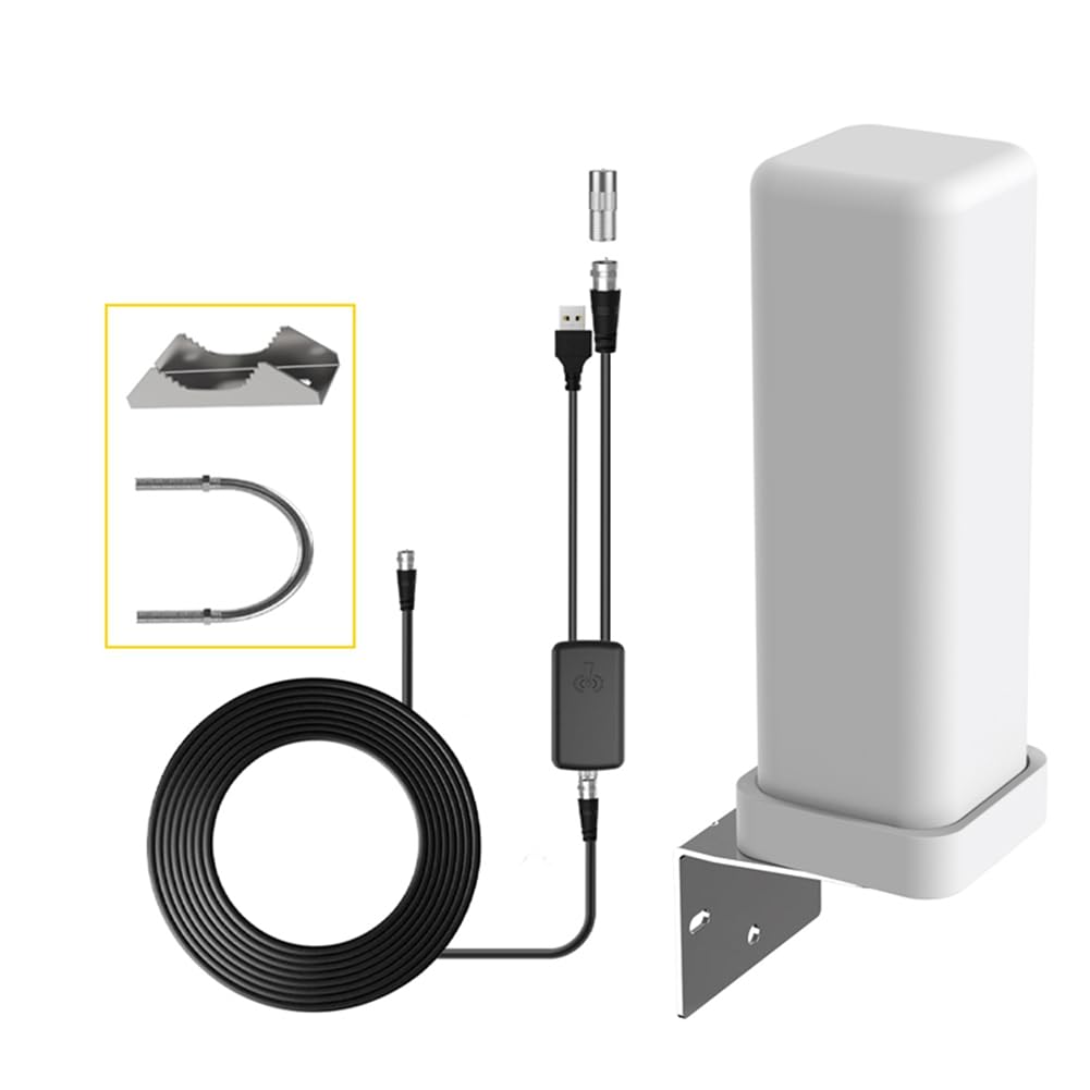 Antena de TV Digital 4K 35dBi Canal HDTV Gratuito para Exteriores Amplificador de Señal de Alcance de 6000 Millas para ATSC/DVB-T/DMB-T/ISDB-T