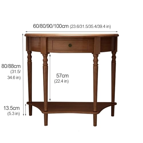 Mesa consola de entrada semicircular en madera natural para un recibidor sofisticado 3