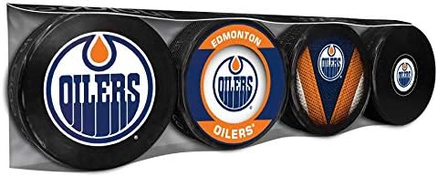Edmonton Oilers Officially Licensed 4-Pack Hockey Puck Collection