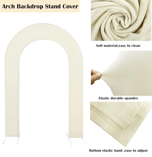 HAINARverS 7.2FT Wedding Open Arch Cover Spandex Fitted Stretchy Arch Stand Covers,U-Shaped 2-Sided Chiara Backdrop Cover for Party Birthday Ceremony Baby Shower Banquet Arch Decoration(Beige) by HAINARverS - Used condition - Image 4