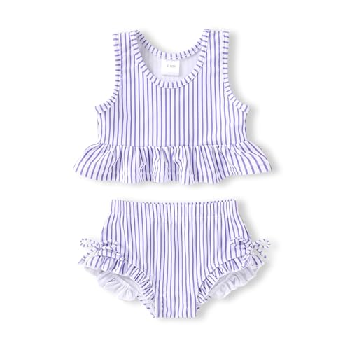 Image of HAPPYMA Baby Swimsuit Toddler Girl Bathing Suit Summer Stripe Bikini Set Beach Two Piece Swim Wear