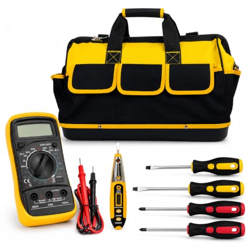 Kit Eletricista Profissional Bolsa Chaves Multímetro Detector