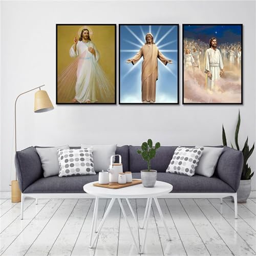 Peinture diamant DIY Jésus Jaxiaco | Kit de 3 lot diamants 5D grand format 60x90cm