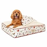 Cath Kidston Medium Dog Bed & Blanket Set, Washable Crate Mat Mattress for Small & Medium Dogs (75x55x15cm), Reversible Fleece Dog Blanket (100x120cm), Pet Bedding Gift Set, Hearts & Rose Print