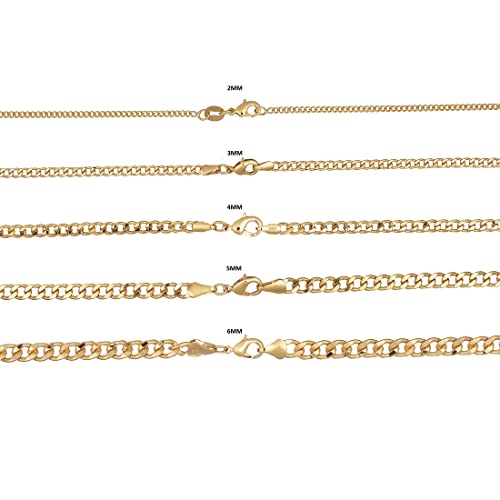 Barzel 18K Gold Plated Curb/Cuban Link Gold Chain Necklace 2Mm, 3Mm, 4Mm, 5Mm For Women Or Men - Made In Brazil (20 Inches, 2Mm Gold) #TOP5
