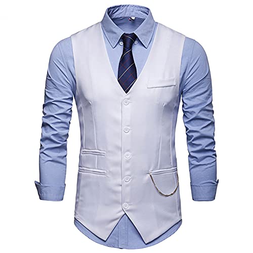 Men's Formal Suit Vest Fit For Business Wedding Party Tuxedo Waistcoat Slim Fit Sleeveless Jacket With Chain Decor4
