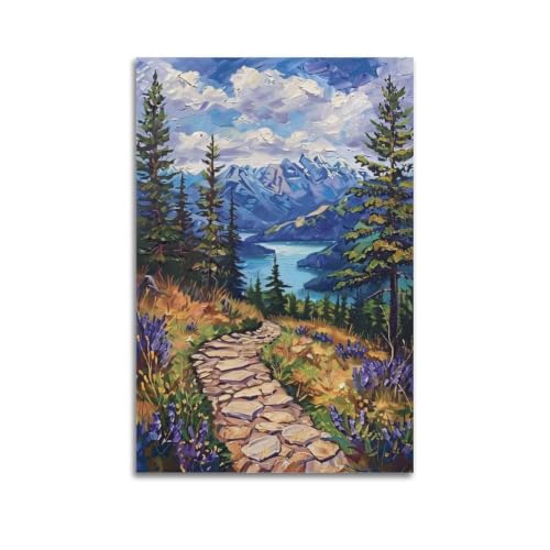 Toile vintage de paysage de lac 60x90 cm poster mural sans cadre pour salon