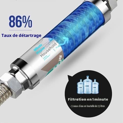 Adoucisseur D'eau sans Sel Détartrant Magnétique en Acier Inoxydable Système de Détartrage pour Douche Lave-vaisselle Chauffe-eau Solaire (1/2 pouce (DN15))