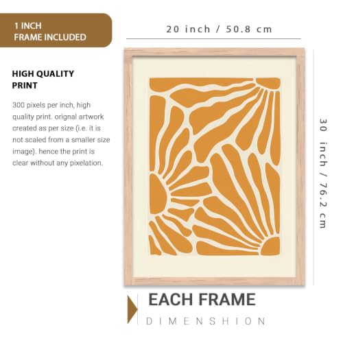 Image of kotart Aesthetic Floral Art Home Decoration | Boho Floral Paintings With Frame For Living Room Bed Room Hotel Wall Decor Digital Reprint Set of 3 (20x30 Inch)