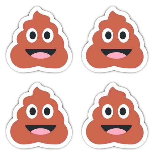 Aufkleber: 150 mm, 4 Stück - extragroßer Kackhaufen Emoticon Hinweis Sticker Aufkleber: 150 mm, 4 Stück - extragroßer Kackhaufen Emoticon Hinweis Sticker