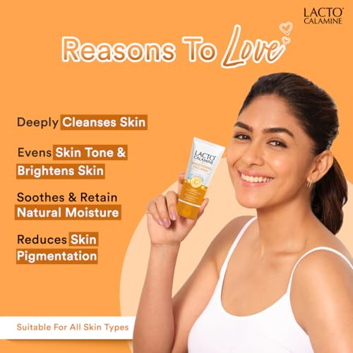 Image of Lacto Calamine Vitamin C Face Wash | Pack of 1 x 100ml | Aloe Vera & Niacinamide Face Wash for Glowing Skin | Facewash that Exfoliates Skin & Reduces Pigmentation | No Parabens, No Sulphates