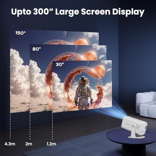 WZATCO Yuva Go Pro Native 1080P Android 13.0 Smart Projector, Auto Keystone, 4X Brighter, 4K HDR Support, Rotatable Design with Netflix, Prime etc, WiFi 6 & BT, Screen Mirroring, ARC, White 7 418 w8zz5L