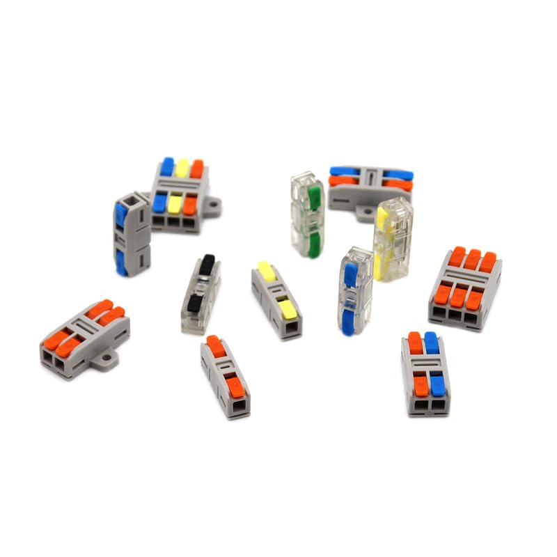 Wire Electrical Connector 1 2 Pin Splicing Terminal Blocks LED Strip Lighting Quick Connectors Conductor Conector with Base(229B-3P,30PCS)