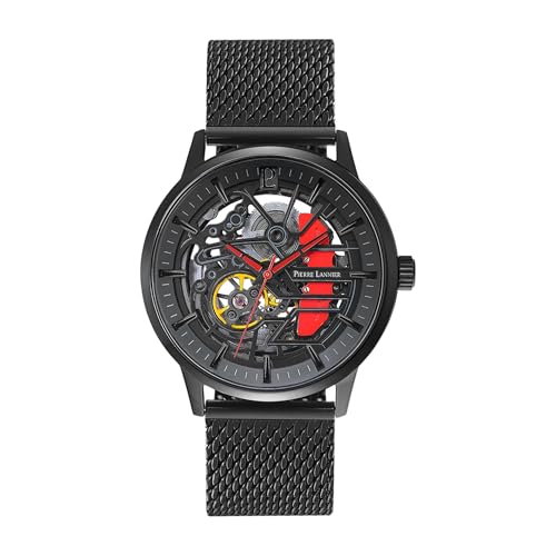Pierre Lannier Montre Homme Paddock Cadran Noir Bracelet Acier milanais