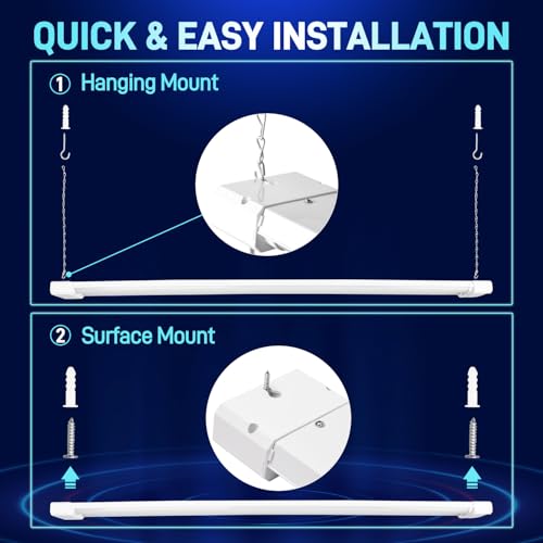 hykolity 5000k led shop light linkable 4ft daylight 42w led ceiling lights for garages workshops basements hanging or flushmount included power cord and pull chain 4400lm etl- 1 pack