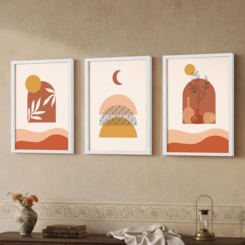 Image of NoWorries Floral & Leaf Wall Paintings | Set of 3 Minimalist Art Prints for Home Decoration | Framed Wall Decor for Living Room, Bedroom & Office | Modern Botanical Wall Art (Minimal Theme) ( Art-12, 13x19inch)
