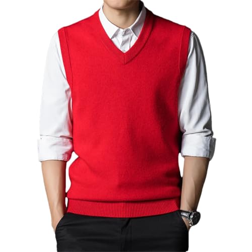 Dcvmvmn Men Thick Wool Knit Vest Classic Style Business Fashion Solid Color Sleeveless Formal Vest Pullover