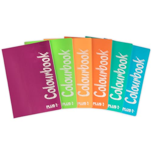 Colourbook Set 6 Quaderni A4 Quadretti Con Margine Per Terza, Quarta e Quinta Elementare – 100 Pagine, Carta 100 g/m² FSC, Rilegatura Spillata Rinforzata, Copertine Multicolore Fluo
