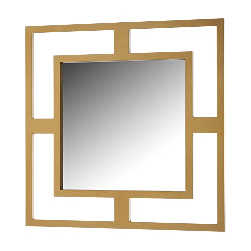 LOLAhome Espejo geométrico Cuadrado de plástico Dorado de 40x40 cm