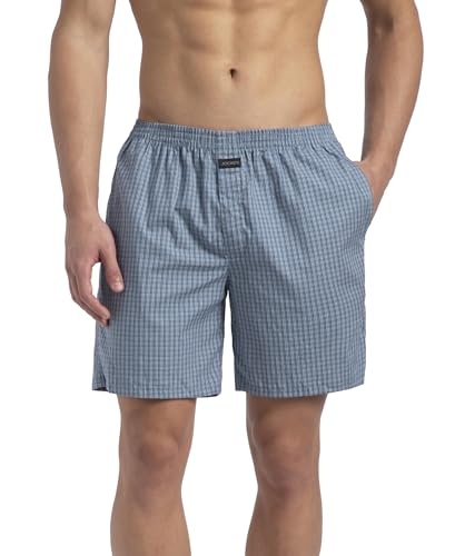 Image of Jockey 1222 Men Super Combed Mercerized Cotton Woven Checkered Boxer Shorts with Back Pocket (Pack of 2, Colors & Prints May Vary)