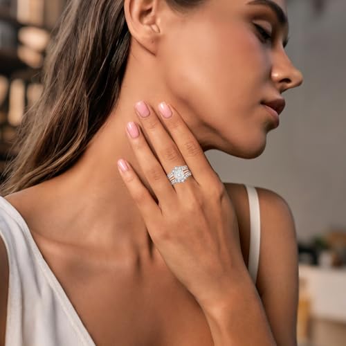 3-5 CT Round Cut Moissanite Engagement Ring Set 10K 14K 18K White/Rose/Yellow Gold Moissanite Wedding Ring Set Anniversary Promise Ring for Wife and Her2