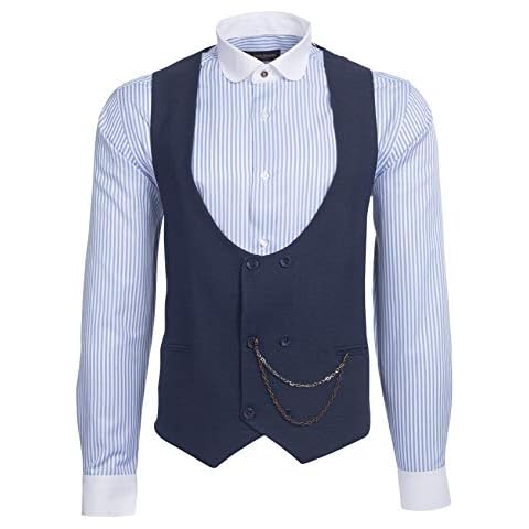 Jack Martin - Blue Tweed Double Breasted Waistcoat (34) Cover