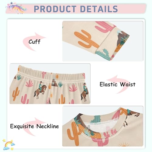 Pajama Sets Long Sleeve Desert Landscape with Cacti Soft Comfy Sleepwear 2 Piece PJS 3-8T4