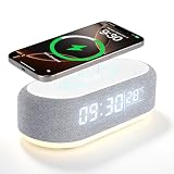 Lizoak 4 In1 Smart Wecker, Digitaler Tischwecker mit Licht und Ladestation, Radiowecker mit Ladefunktion & Temperaturanzeige, Helligkeit regelbar, ABS Tischuhr für Schlafzimmer Schreibtisch