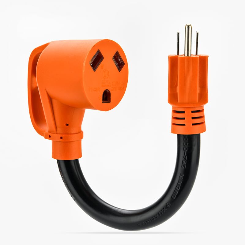 Image of RV Power Adapter Cord, 15 Amp to 30 Amp 110V NEMA 5-15P Male to TT-30R Female Electrical Power Dogbone with Grip Handle, Heavy-Duty STW 10 Gauge for RV Trailer Camper, ETL Listed