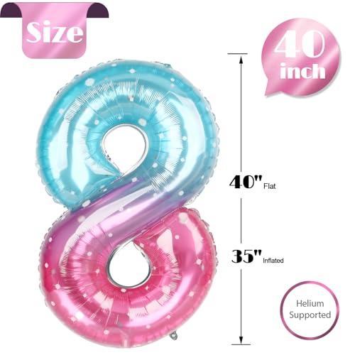 Image of Starry Sky Number 8 Balloon 40 Inch, 8th Birthday Party Decorations, Giant 8 Foil Balloon for Party Supplies