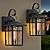 Lawyettle 2 Pack Dusk to Dawn Outdoor Wall Lights, Aluminum Exterior Light Fixtures Wall Mount with Ripple Glass, Waterproof Black Porch Lights, Outside Wall Lantern for Entryway, Garage, Patio