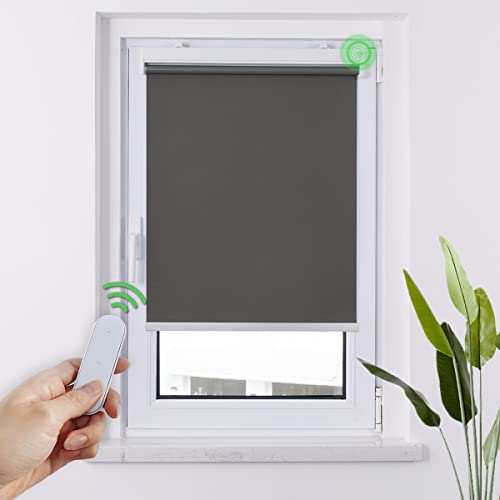 HOMEDEMO Stores Enrouleur Occultant Électriques M100, Moteur & Télécommande, avec ou sans Perçage, Rideau de Protection Solaire pour Fenêtres, 50 x 100...