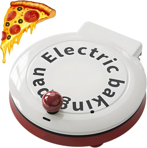 Máquina para hacer pizzas de máquina para hacer pizzas eléctrica para el hogar, diámetro de bandeja para hornear de 23 cm, revestimiento antiadherente, calentamiento por ambos ladoscierre de 180°