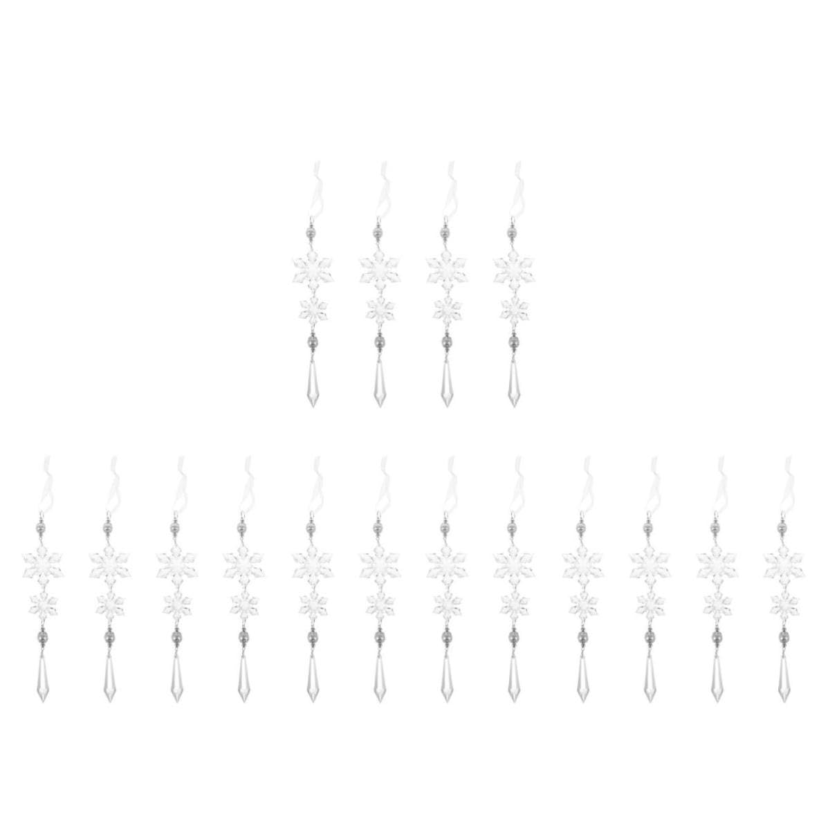 Toyvian 16 Stück Acryl Schneeflocken Anhänger für Weihnachtsbaum, | Zuhause und Büro, Leicht Aufzuhängen, Wiederverwendbar, Festliche Deko mit Funkelndem Effekt