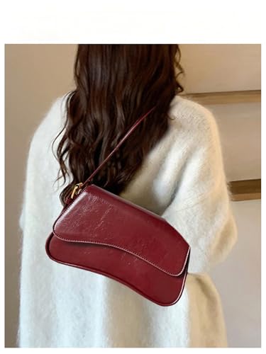 QWINEE Women's Y2k PU Leather Shoulder Bag Vintage Handbag Flap Underarm Bag Retro Clutch Purse4