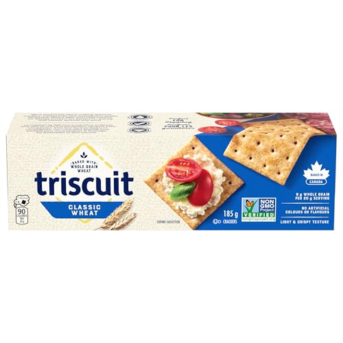 Triscuit - TRISCUIT, Classic Wheat Crackers, Light and Crispy Texture, 185 g, Baked in Canada