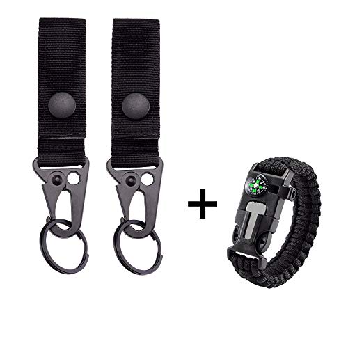 BOOSTEADY Tactical Key Ring Holder Nylon Gear Keeper Pouch for Molle Bags Webbing Attachment Strap Belt with 1 Pcs Fire Starter