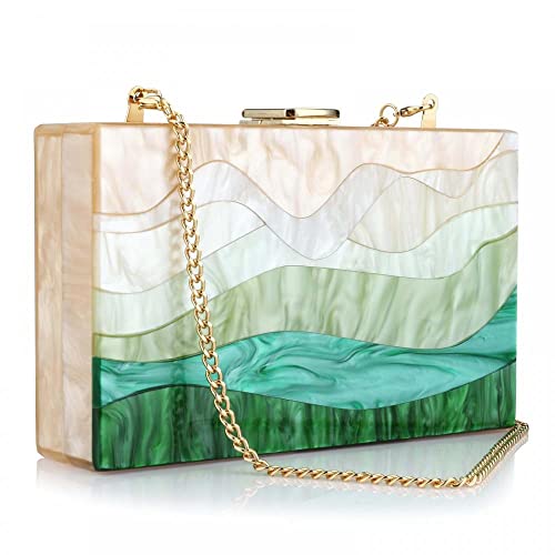 Image of Gets Acrylic Purses and Handbags for Women Multicolor Perspex Geometric Patterns Box Clutch Banquet Evening Crossbody Handbag