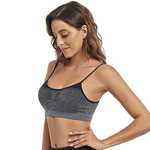 Image of Litthing Bralettes Padded for Women Cami Strap Bra Seamless Sportsbra Wireless Comfort Yoga Lightly T-Shirt Tank Tops